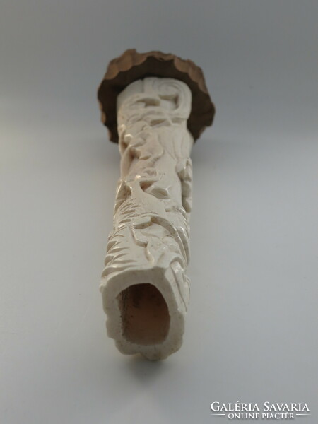 Shoulao/ 壽老: 壽老 carved bone statue of the God of Longevity, 15 cm