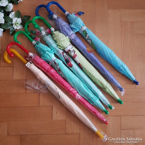 Új, Baba mintás fodros félautomata gyerek esernyő síppal – kék-zöld