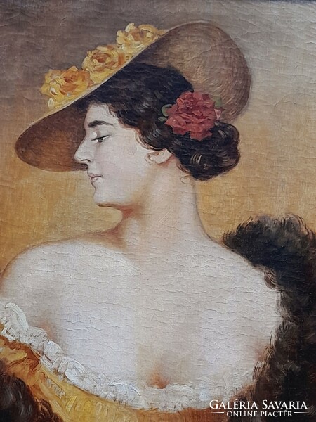 Burghardt Bélaváry female portrait painting, 69 x 56 cm