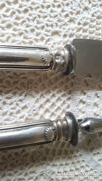 Gyönyörű antik francia L. Lapar ezüst tálaló,szervirozó szett dobozában.