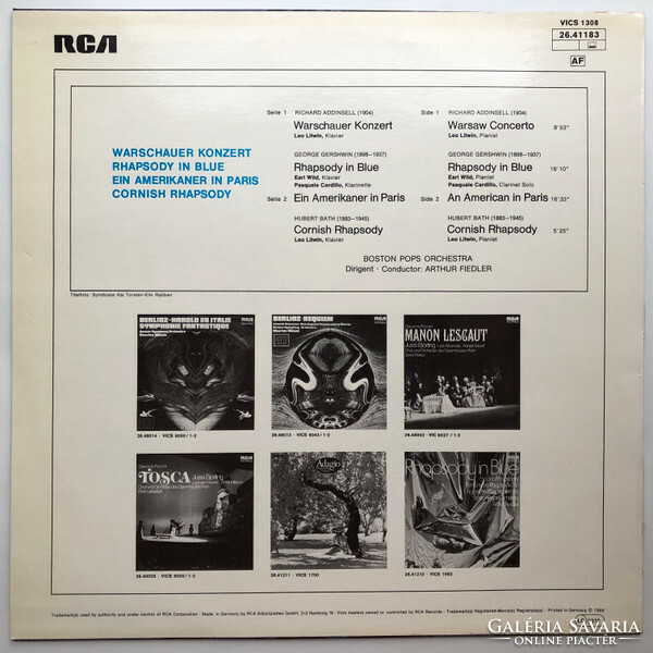 Gershwin/Addinsell/Bath/Fiedler - Rhapsody In Blue /Cornish Rhapsody (LP, Comp, RE)