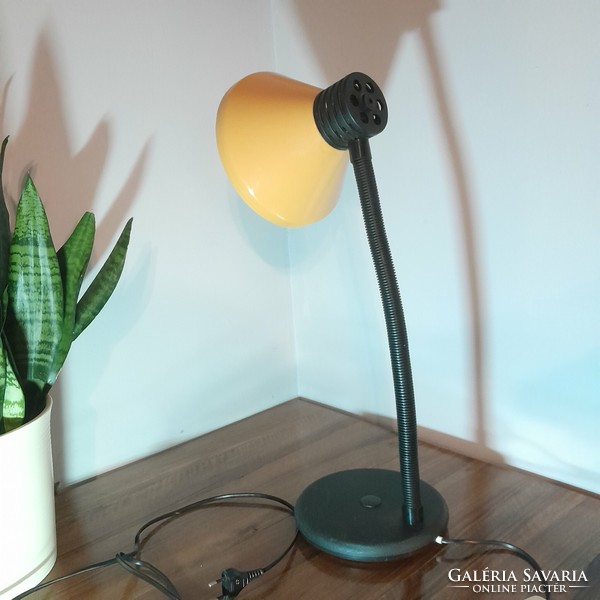 Vintage table lamp with yellow metal, flexible plastic frame from the 1970s