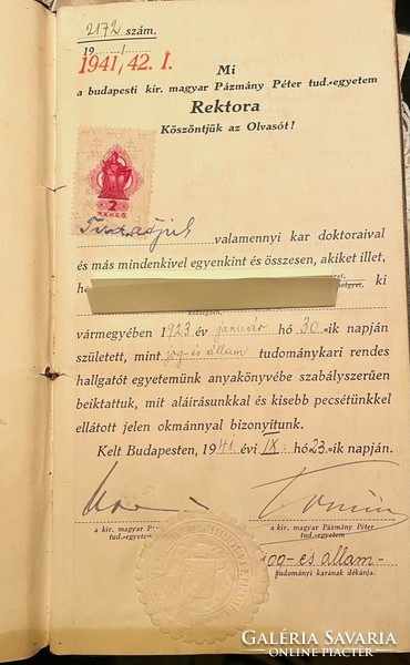 Textbook 1940s - with the signatures of the classics of Hungarian legal literature