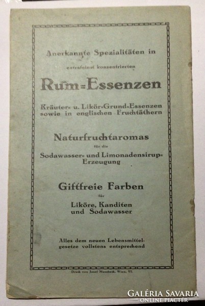 Ellinger Fröhlich & Co. Vorschriften. / Előírás különféle eszenciák készítéséhez.