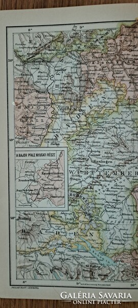 "Bajorország térképe" cca 1900  A Pallas Nagylexikon térkép melléklete