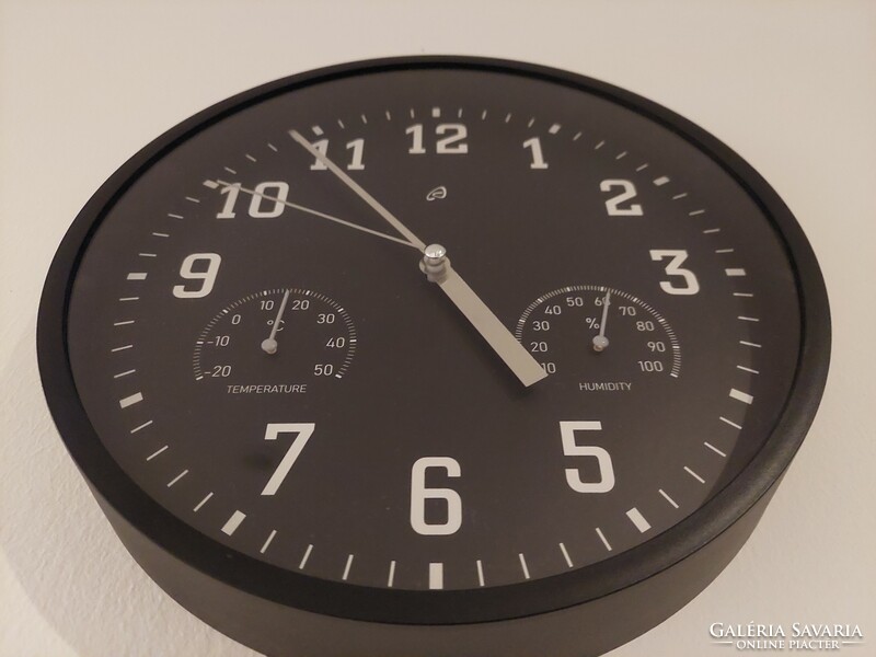Modern wall clock new! With humidity and temperature meter 25 cm. Diameter