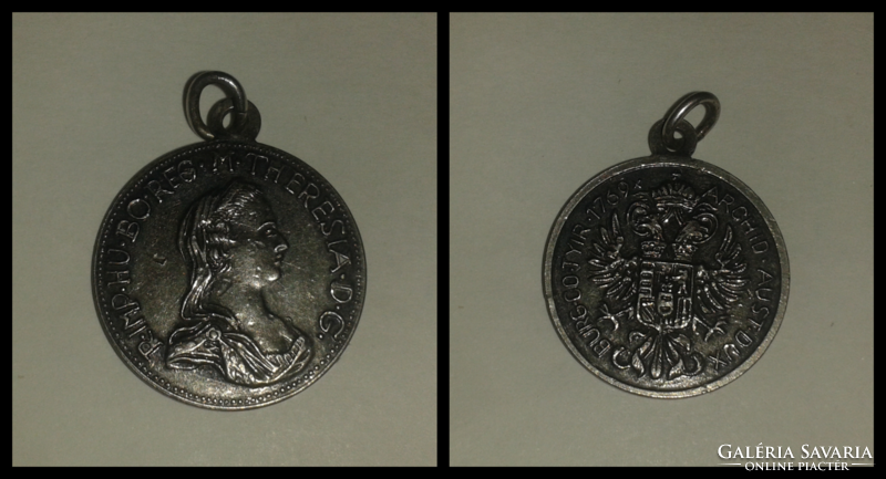 1769. 'Mária theresia' pendant made of silver patinated metal fantasy veret