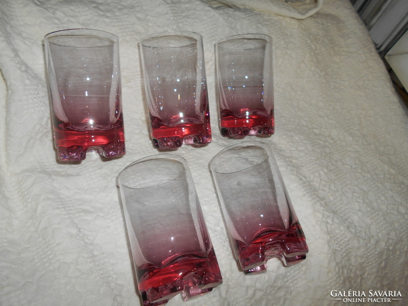 5 thick-bottom glass cups with color gradient -- the price refers to 5 pcs