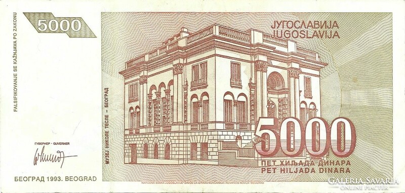 5000 dinár 1993 Jugoszlávia 1.
