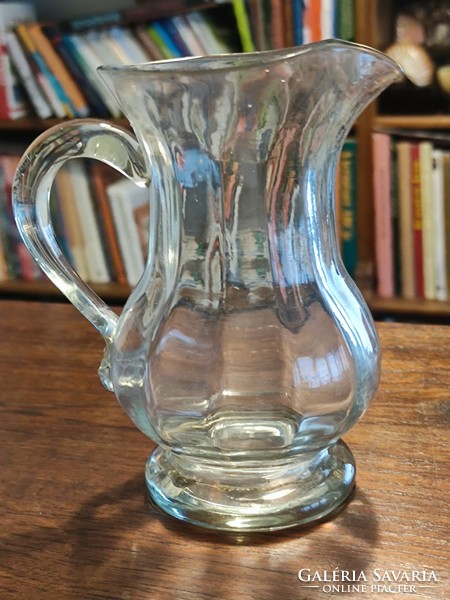 XIX.szazadi huta üveg bokály, kancsó pohár