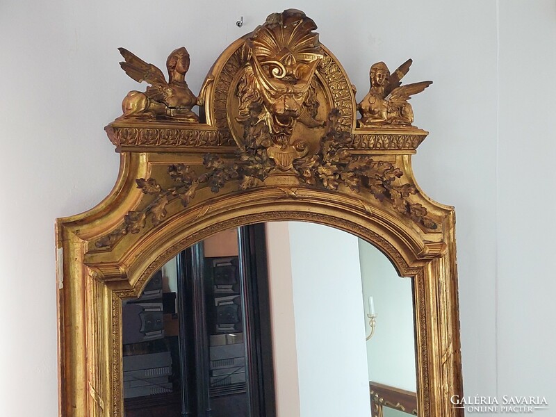 Huge winged sphinx decorated Corabel mirror from the 1890s 216 cm.X 104 cm