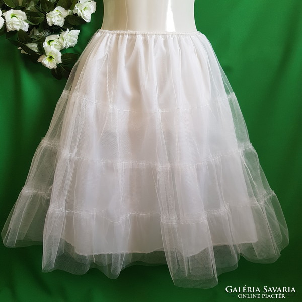 New, custom-made, 3-layer, ruffled, snow-white midi petticoat