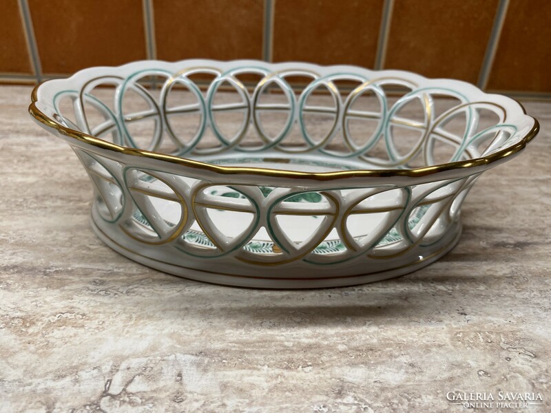 Herend Appony basket pattern openwork tray 21x15
