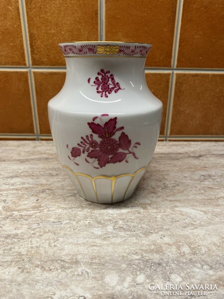 Herendi Apponyi mintás váza, kézzel festett 14x10