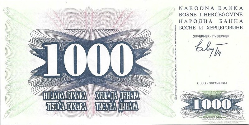 1000 Dinars 1992 Bosnia and Herzegovina unc
