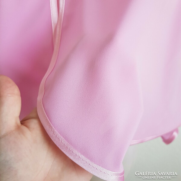 Új, Egyedi készítésű szatén szegélyes rózsaszín muszlin menyasszonyi pelerin, rövid palást