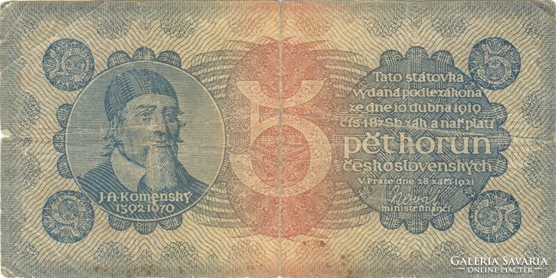 5 korun korona 1921 Csehszlovákia Ritka