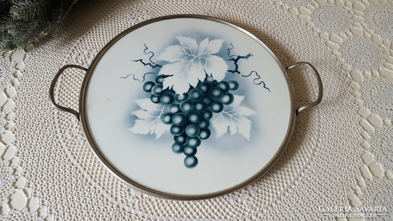 Old porcelain tray with grape pattern