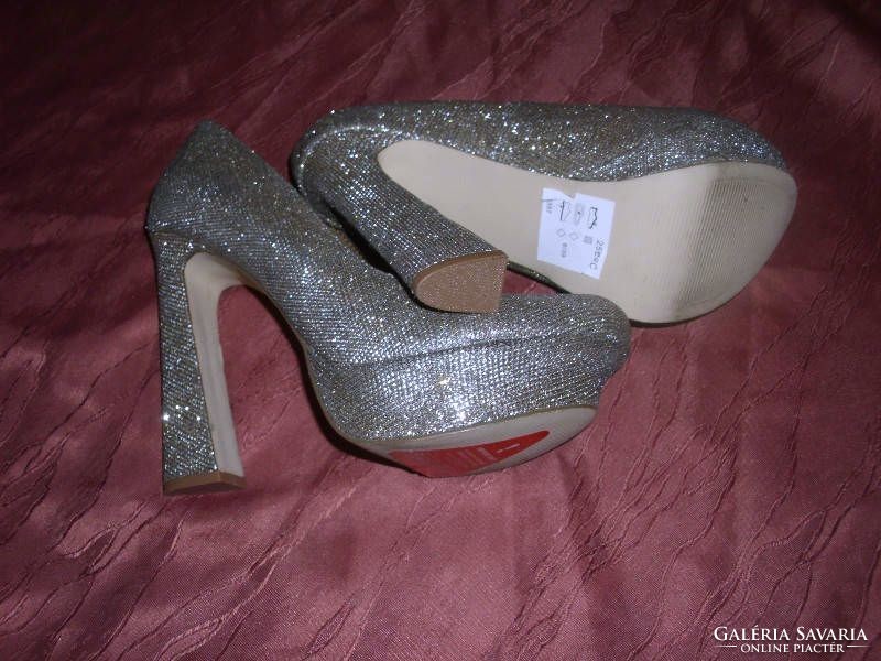 39-S love label metallic shiny platform shoes 13 cm heel sole 3 cm