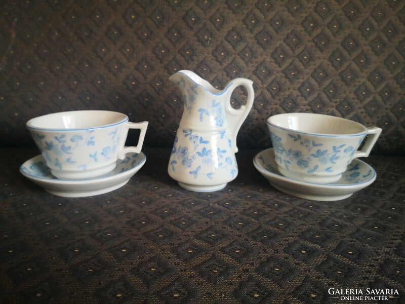 Antique cafe porcelain set, 2 cups with bottom and spout