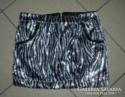 Black silver sequined skirt atmosphere size 8/36: 74 cm h:35 cm