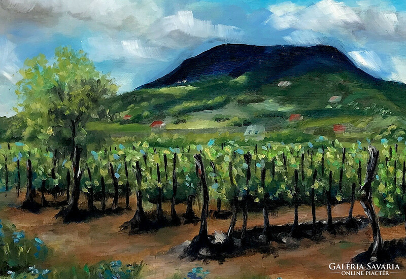 Badacsony vines - oil painting - 59 x 67 cm - on canvas