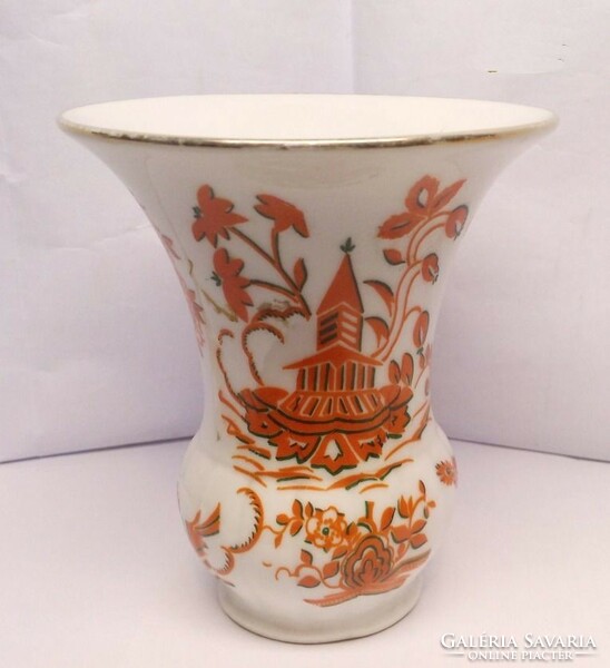 Különleges mintázatú Beyer & Bock váza Németországból, egyedi antik műtárgy ritkaság