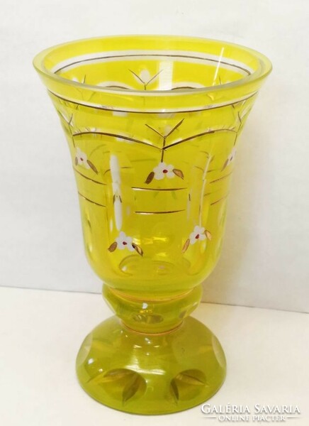 Bohemia. A goblet with uranium layered walls in neon-green colors