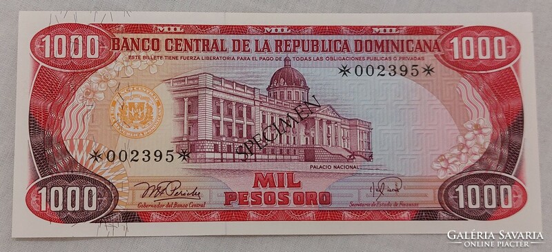Dominika 1000 pesos oro, 1978, Specimen, ritka, UNC bankjegy