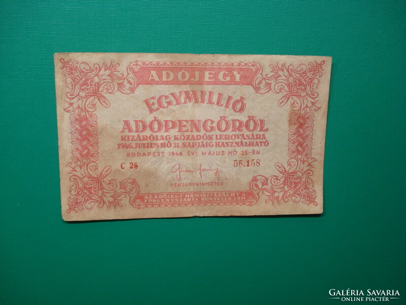 1 Million tax stamps 1946 watermarked, numbered ap