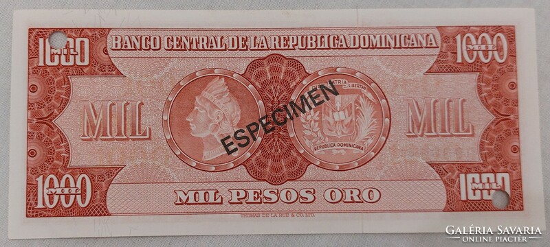 Dominica 1000 pesos oro, 1975, specimen, rare, unc banknote