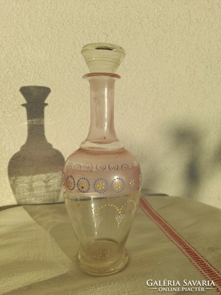 Blown glass enamel painted antique decanter