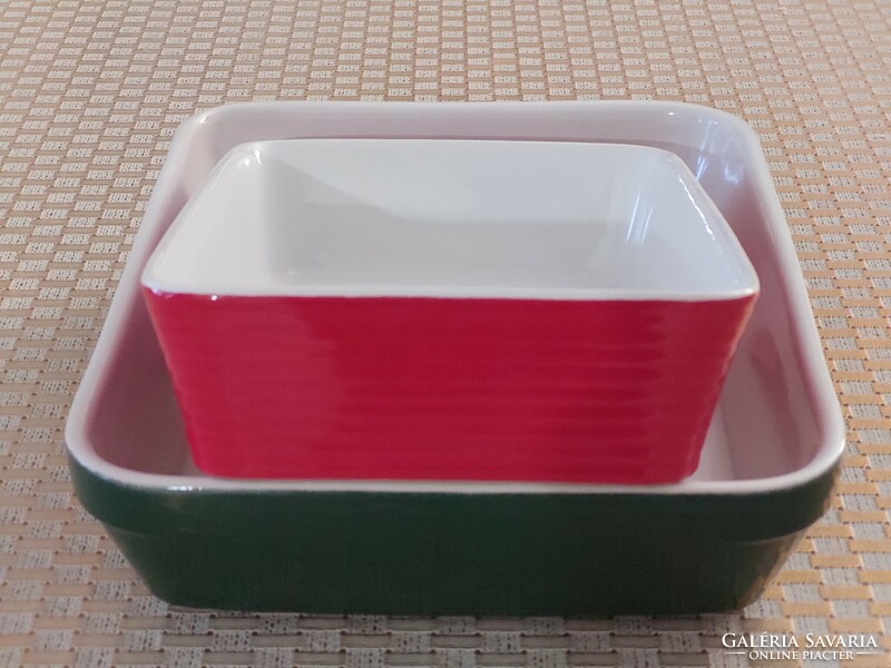 Christmas ceramic baking dish red green 2 pcs