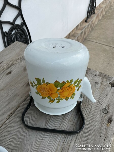 Zománcos zomàncozott Gyönyörű  3 literes rózsás teáskanna teafőző virágos
