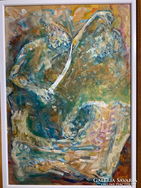 XX. századi magyar művész, olaj, vászon festmény, 65 x 45 cm-es nagyságú.