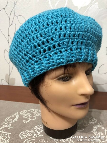 Turquoise beret cap s/m
