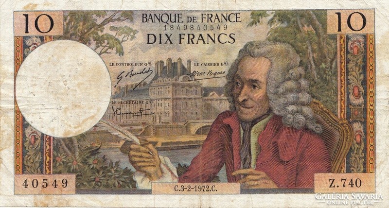 French 10 francs 1972 c. There is mail, read it!