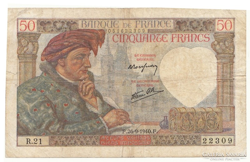 French 50 francs 1940 f. There is mail, read it!