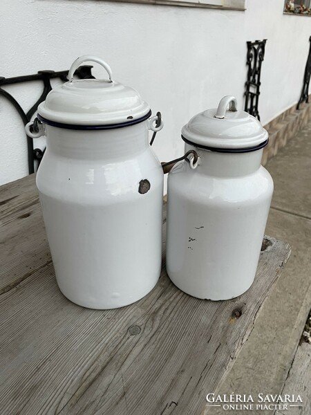White Bonyhád enamelled enameled milk jug jug nostalgia piece of peasant decoration
