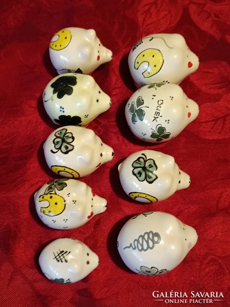 Ceramic lucky pigs (9 pcs.)