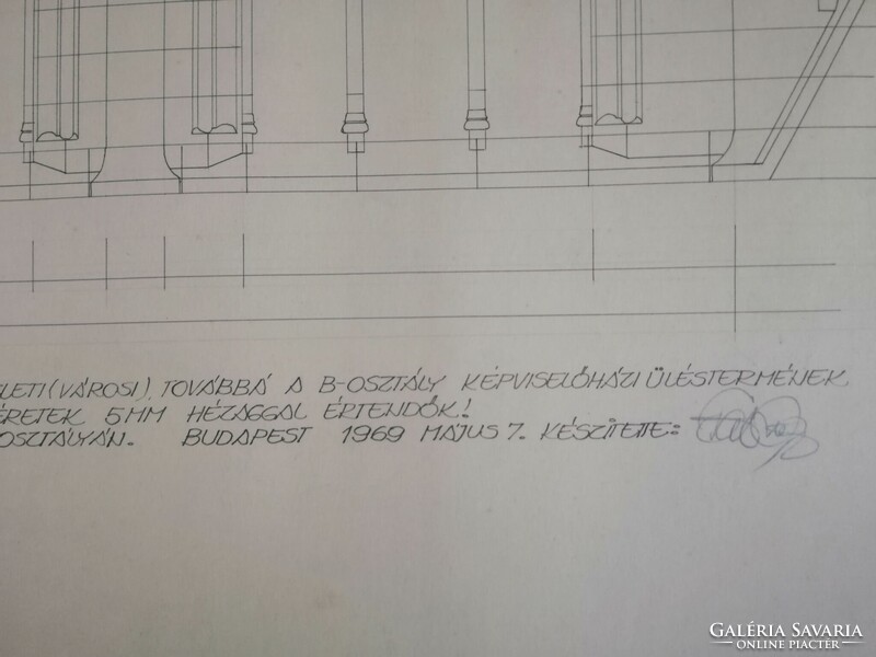 Facade plan of the Chamber of Deputies of the State House. 1969 -Exact description at the bottom of the blueprint-