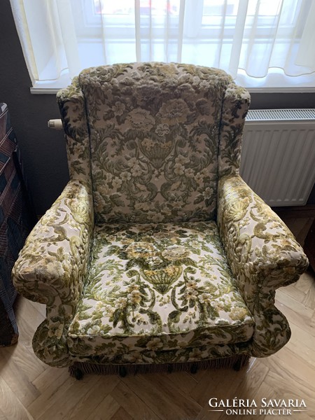 Antique armchair, once beautiful, now with worn upholstery!