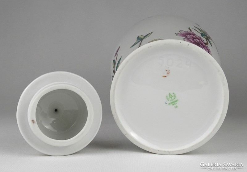 1P851 Nagyméretű fedeles Hollóházi porcelán váza 31.5 cm