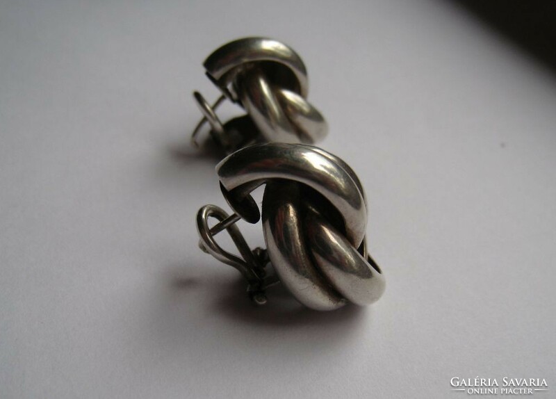 Huge, braided design silver earrings