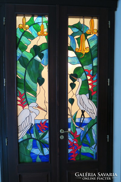 Unique tiffany decorative glass for a double door or wall picture