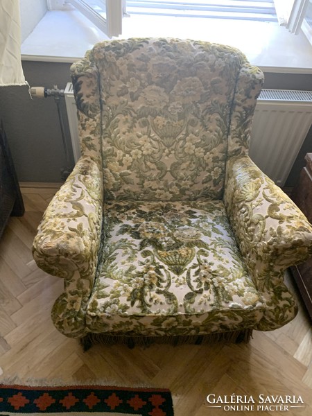 Antique armchair, once beautiful, now with worn upholstery!