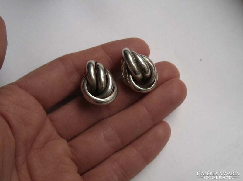 Huge, braided design silver earrings