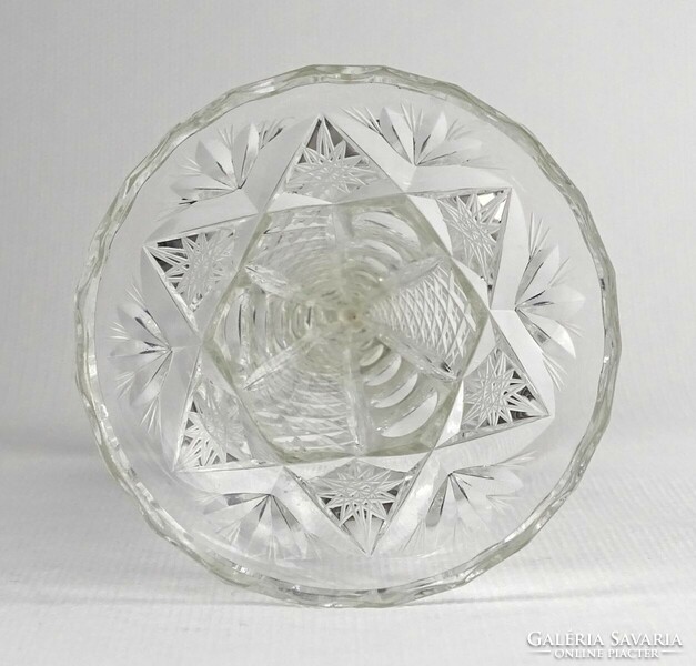 1P842 Ezüstözött alpakka talpas csiszolt kristály kehely 15 cm