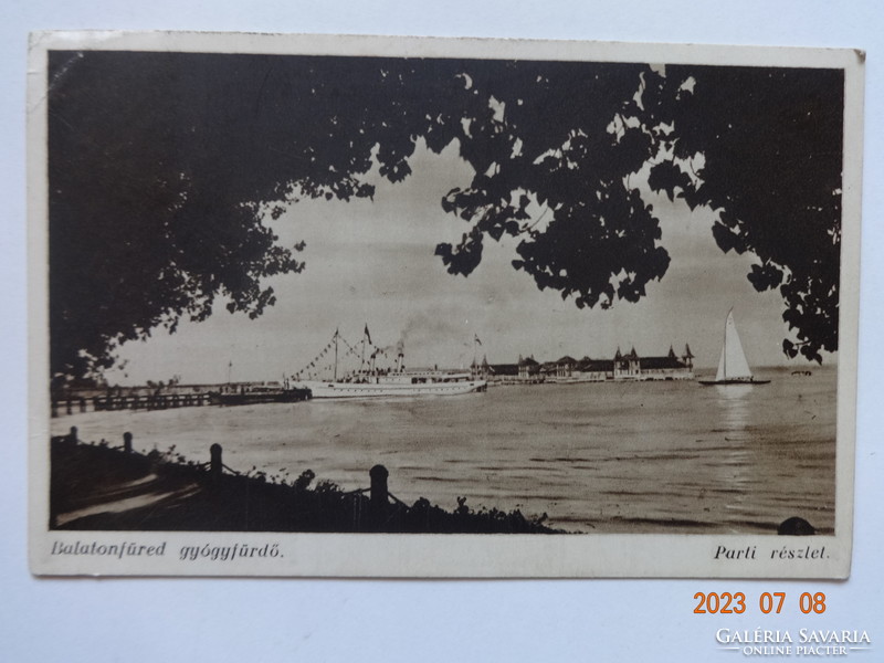 Régi Karinger képeslap: Balatonfüred gyógyfürdő, Parti részlet