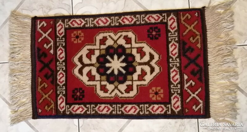 Kazakh small hand-knotted wool running rug, prayer rug, rarity